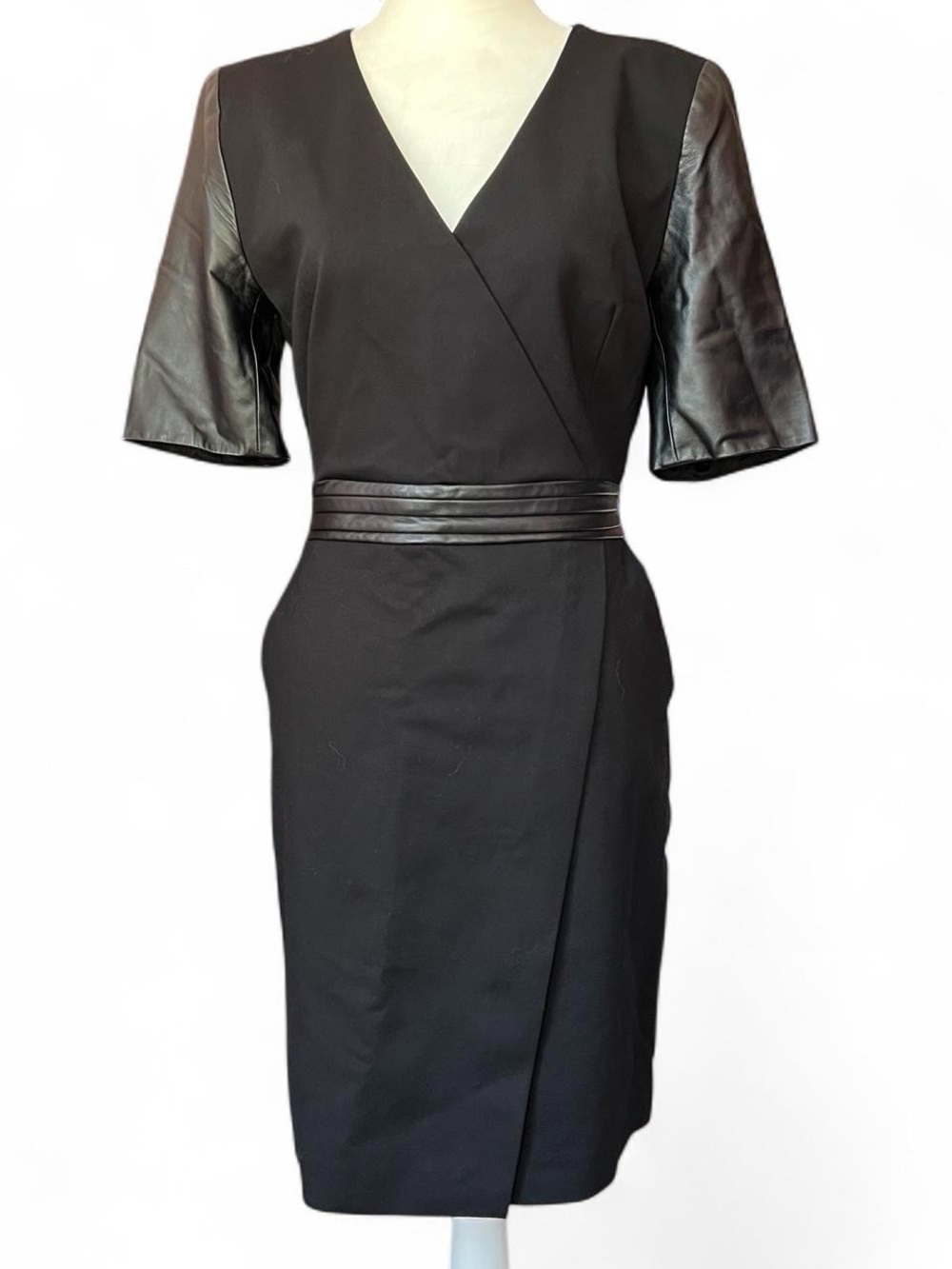 The Kooples Black Dress with Leather accents
